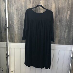 Linea by Louis Dell'Olio modest black jersey knit smock dress size M